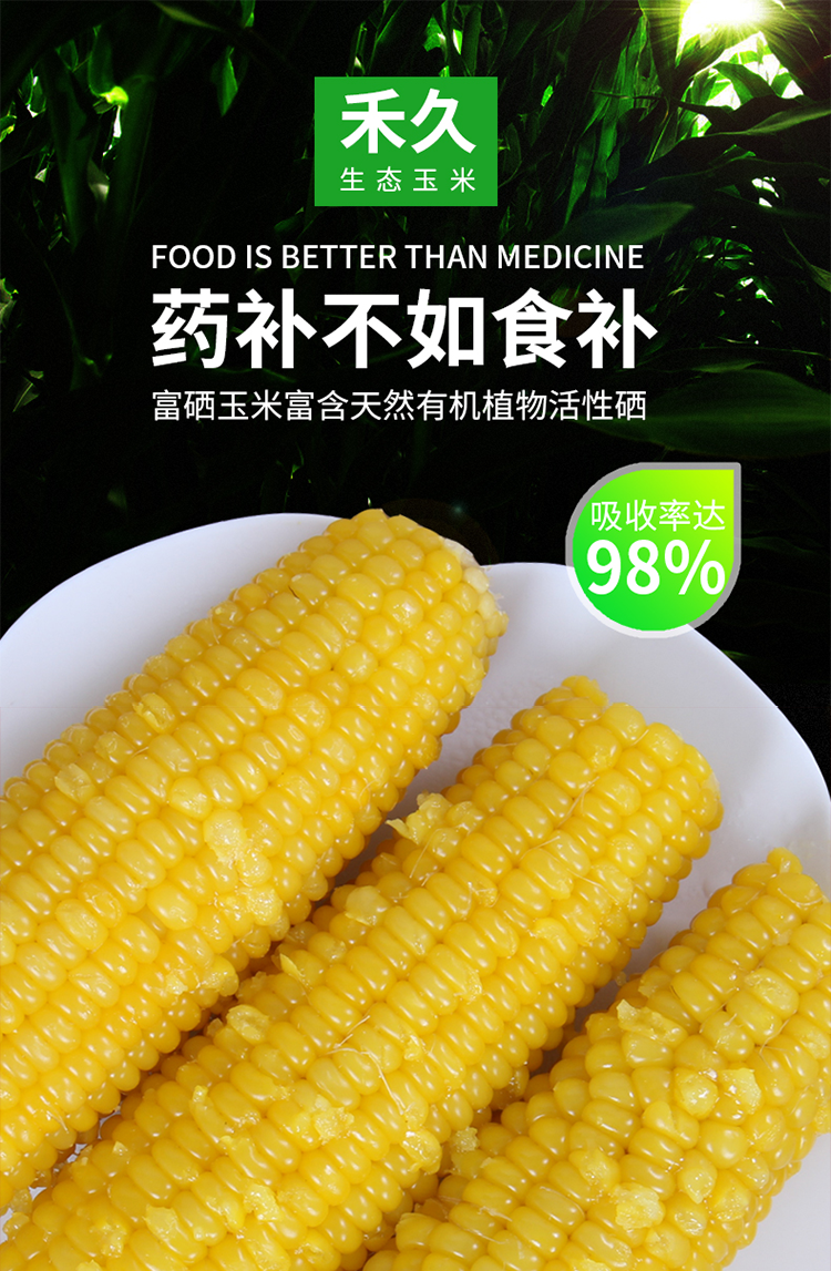 禾久富硒糯玉米12支装 新鲜玉米棒真空装杂粮蔬果营养早餐粗粮 12支
