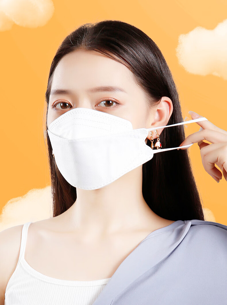 n95立体口罩潮男时尚柳叶形白色女kf韩版943d独立包装款kn95 经典纯棉