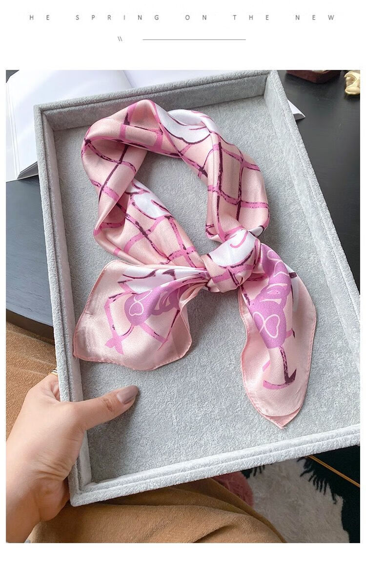 女神专属70cm真丝小方巾桑蚕丝百搭正方形丝巾女时尚围巾春秋夏季乐迪