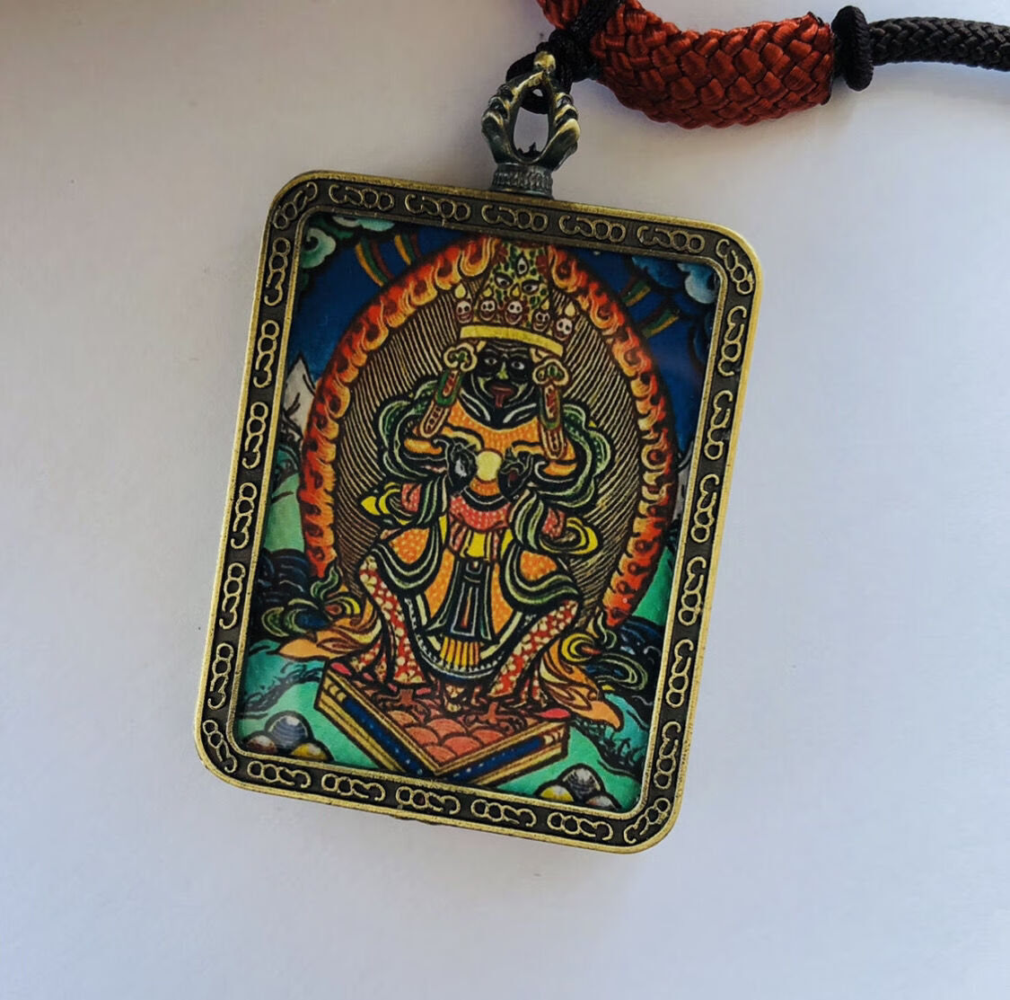 【惠萃】唐卡藏族风吊坠佛牌佛教本命年拉基普贤菩萨情侣礼物项链男