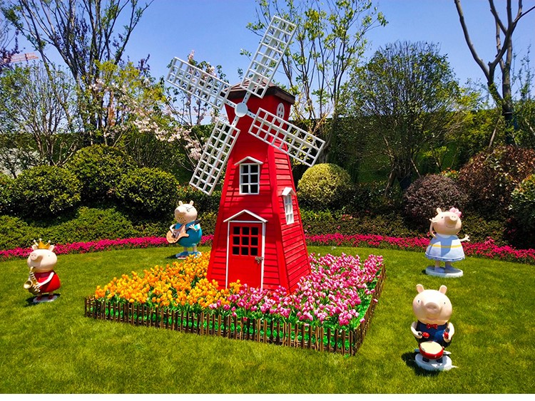 腾圣 定制防腐木风车景观荷兰大风车 防腐木荷兰风车户外幼儿园景观