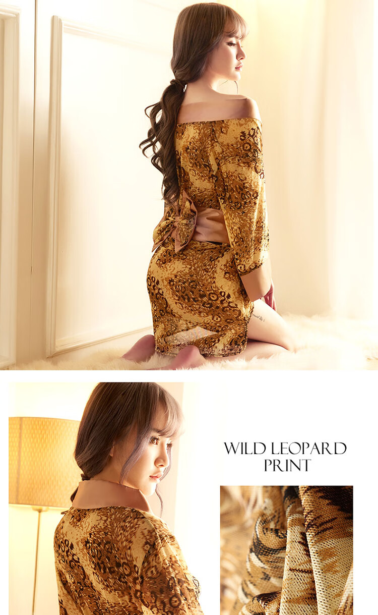 久慕雅黛 情趣配饰衣女日系印花开襟蕾丝和服制服诱惑性感睡衣睡裙宽