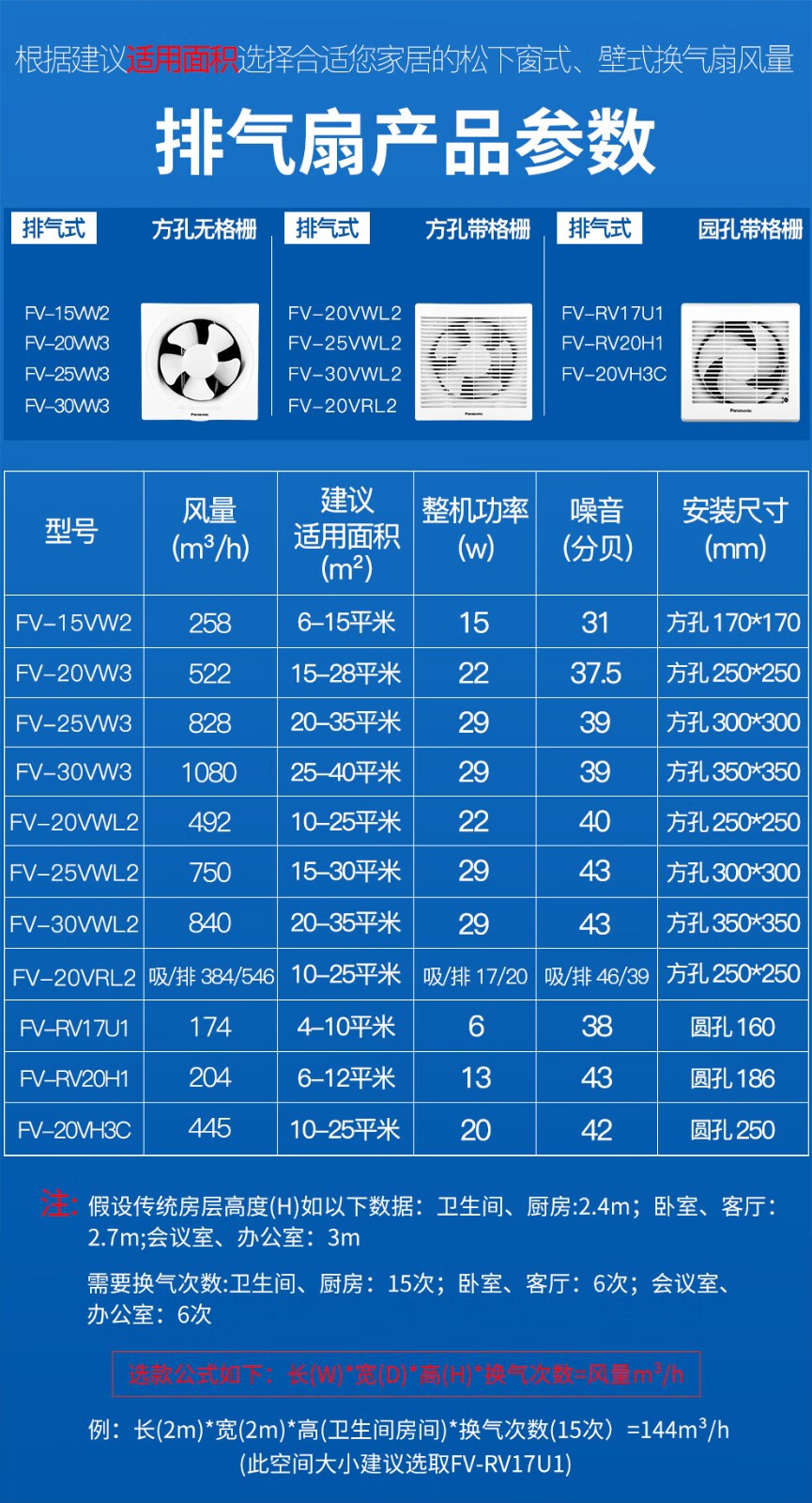 松下panasonic换气扇6寸窗用排气扇厨房卫生间静音排风扇洗手间浴室