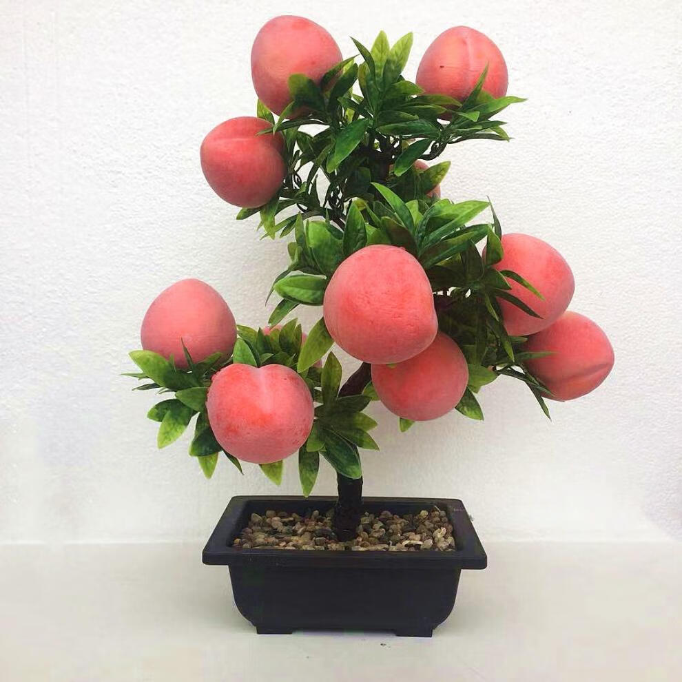 塑料发财树仿真苹果假桃子果树塑料大型室内装饰摇钱树盆栽水果树发财