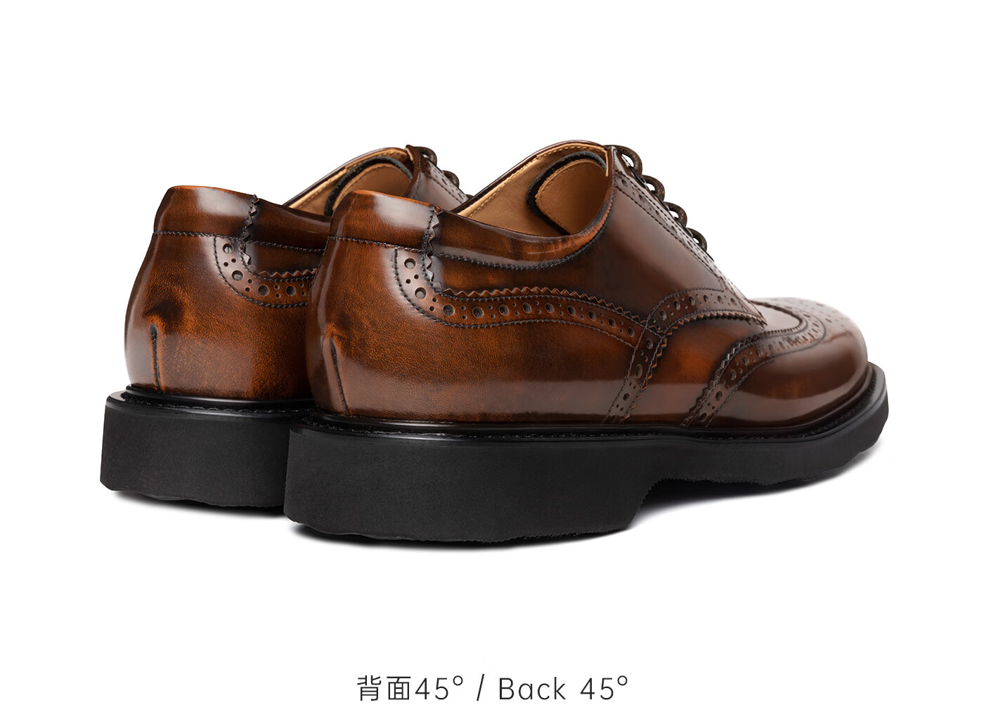 thomwills厚底德比鞋男士商务休闲皮鞋手工布洛克雕花男鞋黄棕擦色d