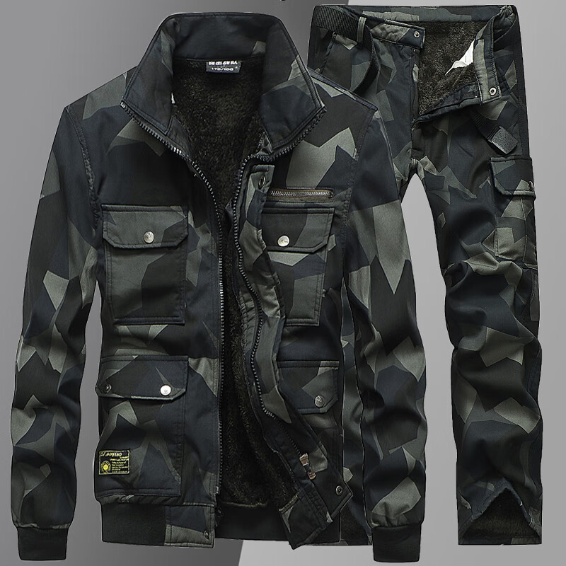 陆战队军棉袄冬季加绒加厚迷彩服夹克外套男工装纯棉劳保工作服棉衣