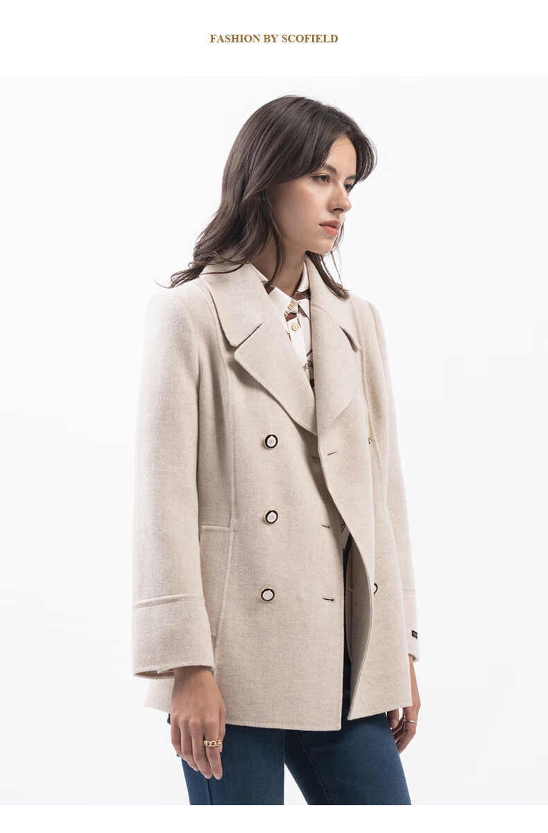 scofield 衣恋官方集团依恋女装2020冬季新品双排扣绵羊毛气质毛呢