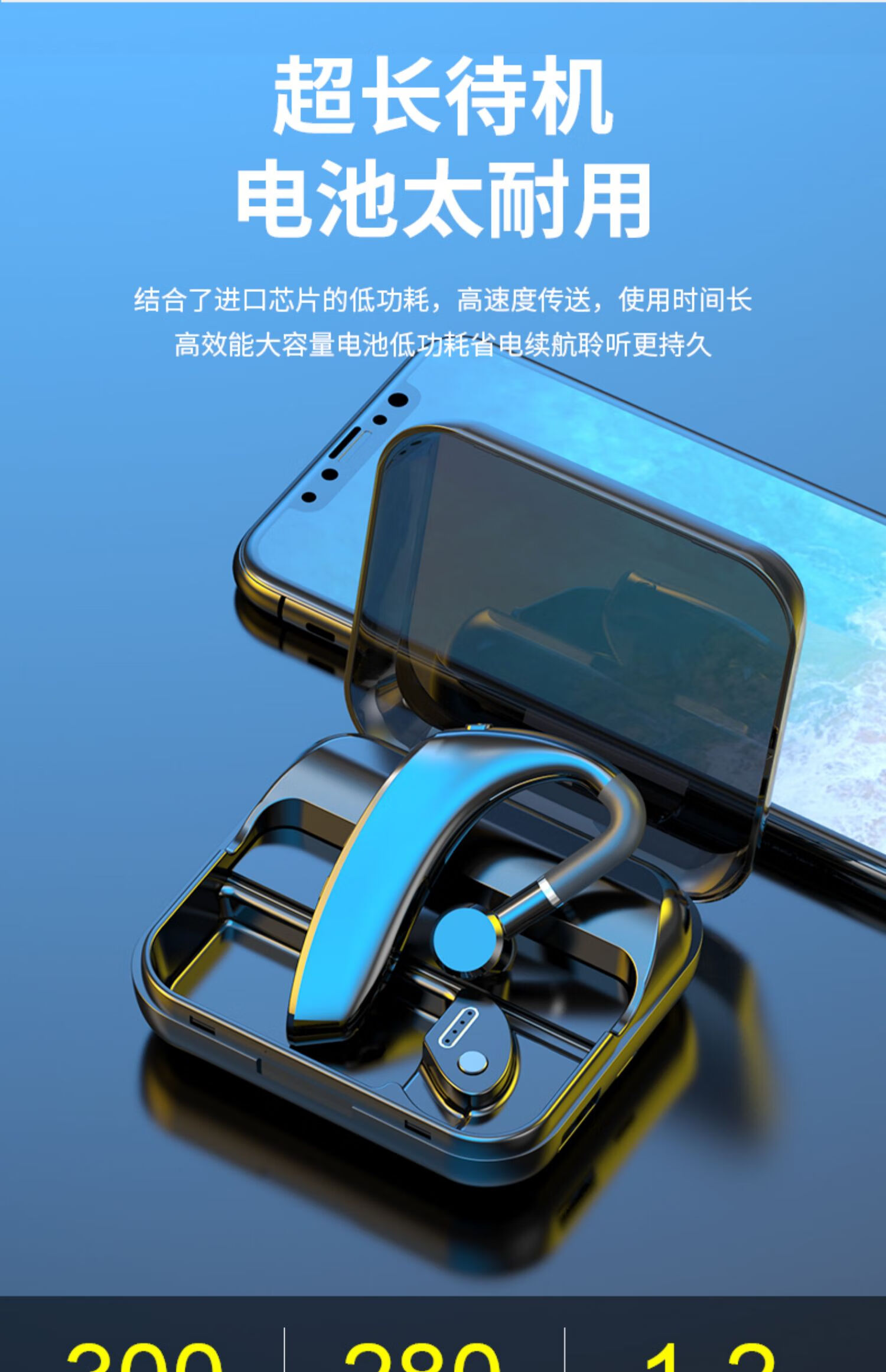 适用华为无线蓝牙耳机单耳挂耳式mate30por/p40/p30/畅想/荣耀10/手机