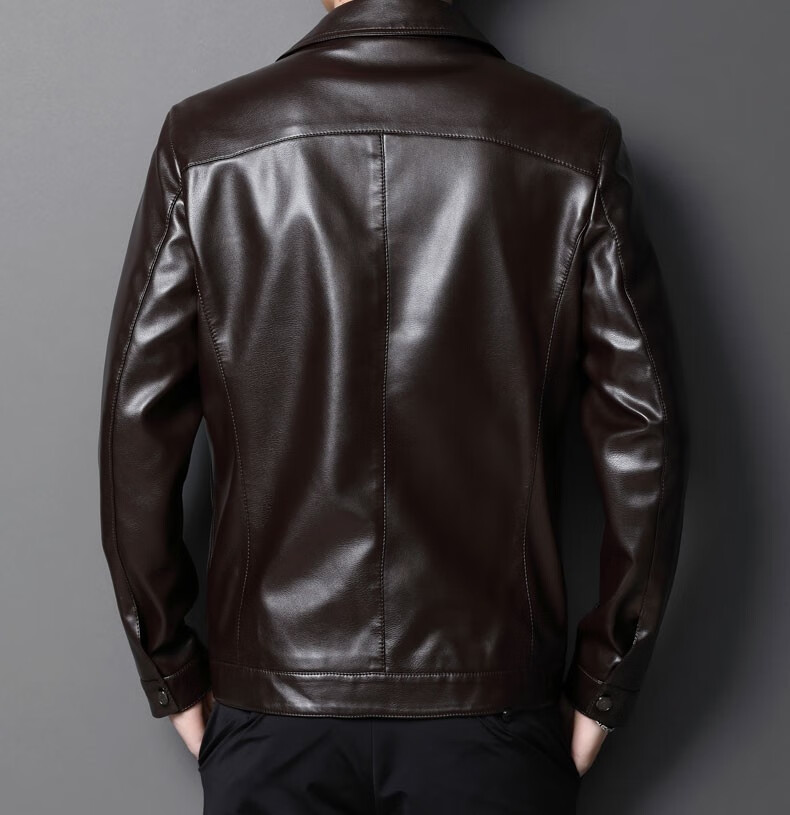 皮衣男夹克中年男士休闲外套立领商务休闲2021年春秋新品秋天 棕色