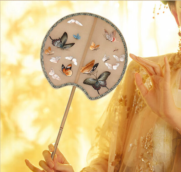 古风流苏扇子苏绣长柄宫扇手工双面绣花团扇刺绣古典汉服女配饰扇 15