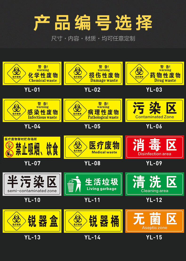 定製醫院垃圾桶分類貼紙醫療廢棄物標識牌感染損傷化學性廢物標誌標貼