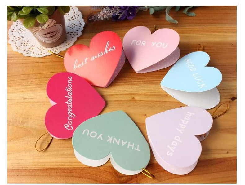 圣诞节定制爱心卡片心形创意纸心型心意许愿毕业贺卡新年 小碎花