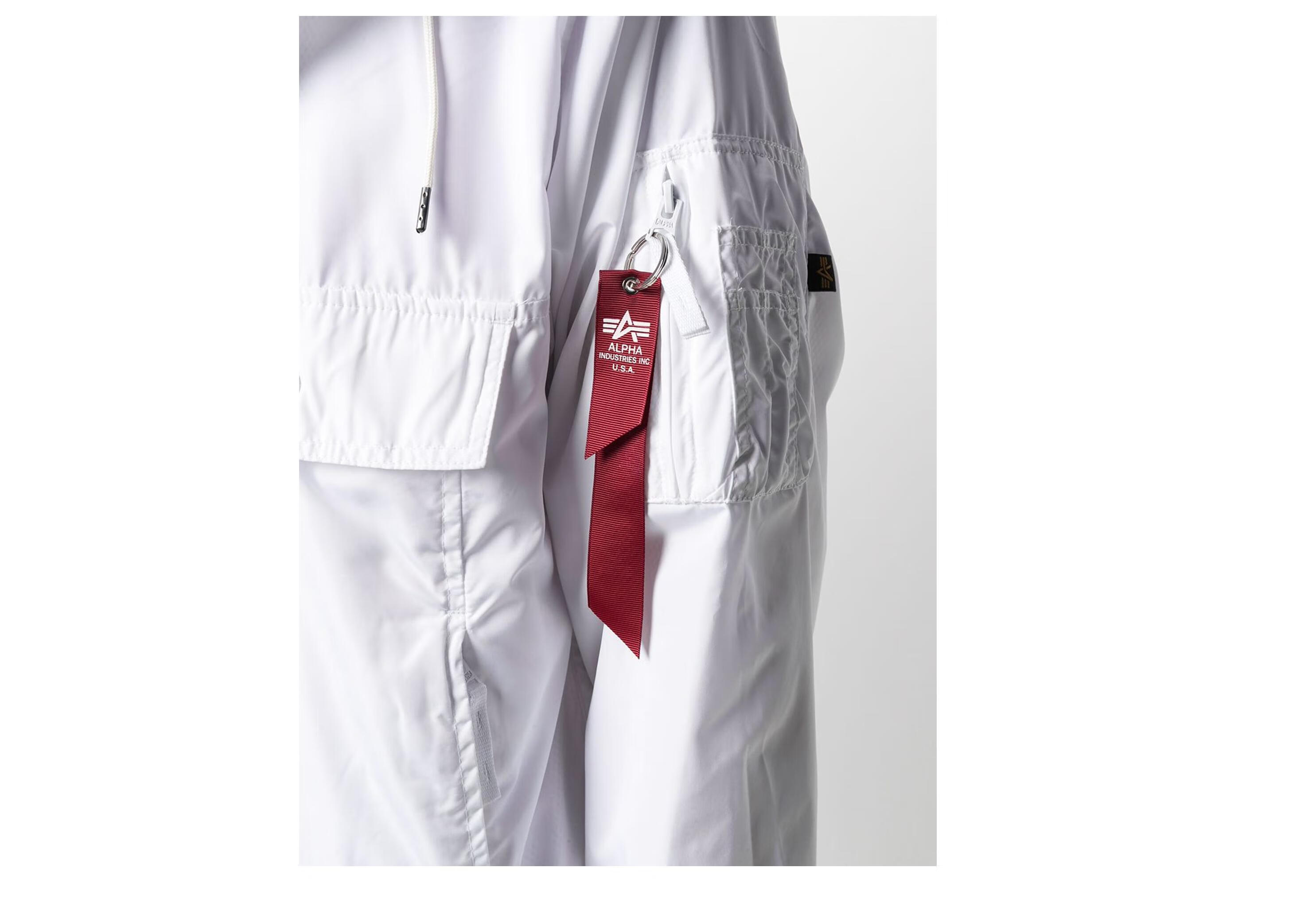 alphaindustries21春夏男士marsmission图案印花防风衣白色xxl