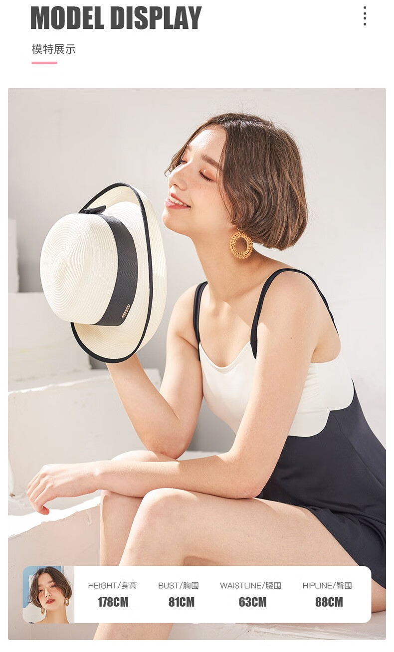 拓胜toswim女士泳衣连体裙式吊带性感露背遮肚显瘦度假泳衣黑白生巧l