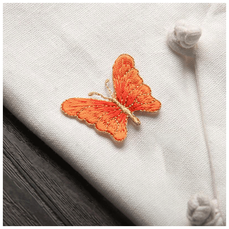 时尚白色蝴蝶刺绣衣服烫布贴小号牛仔补丁贴diy修补破洞贴花背胶 黄色