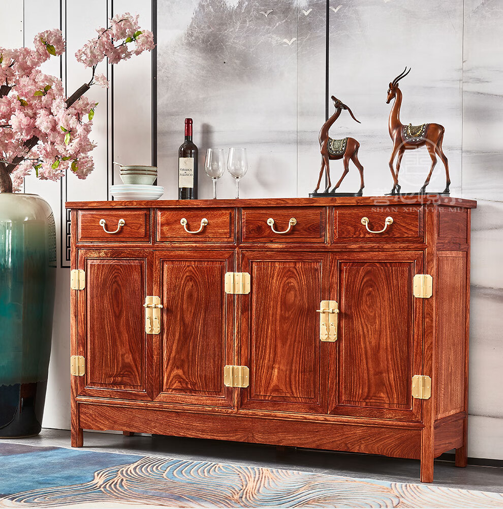 善心悦木红木家具非洲花梨学名刺猬紫檀实木中式鞋柜中式实木二门三门