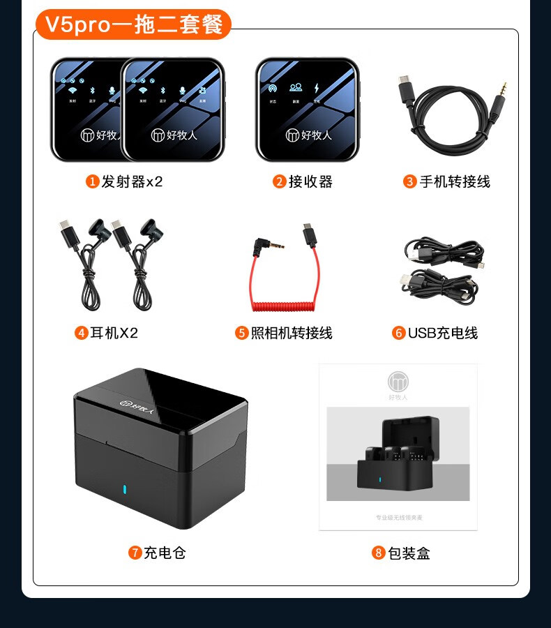 好牧人无线麦克风领夹式录音设备收音麦拍视频抖声卡直播专用话筒