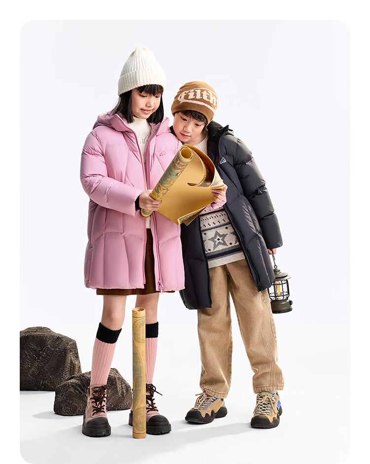 Annil Kids Long Down Jacket for Boys and Girls 2025 Winter New Style Big Kids Artistic Pink 170 6