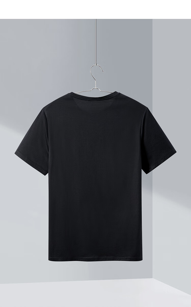 之家基础款净色短袖t恤亲肤舒适打底圆领棉质短t男hntbj2q110a 黑色b0