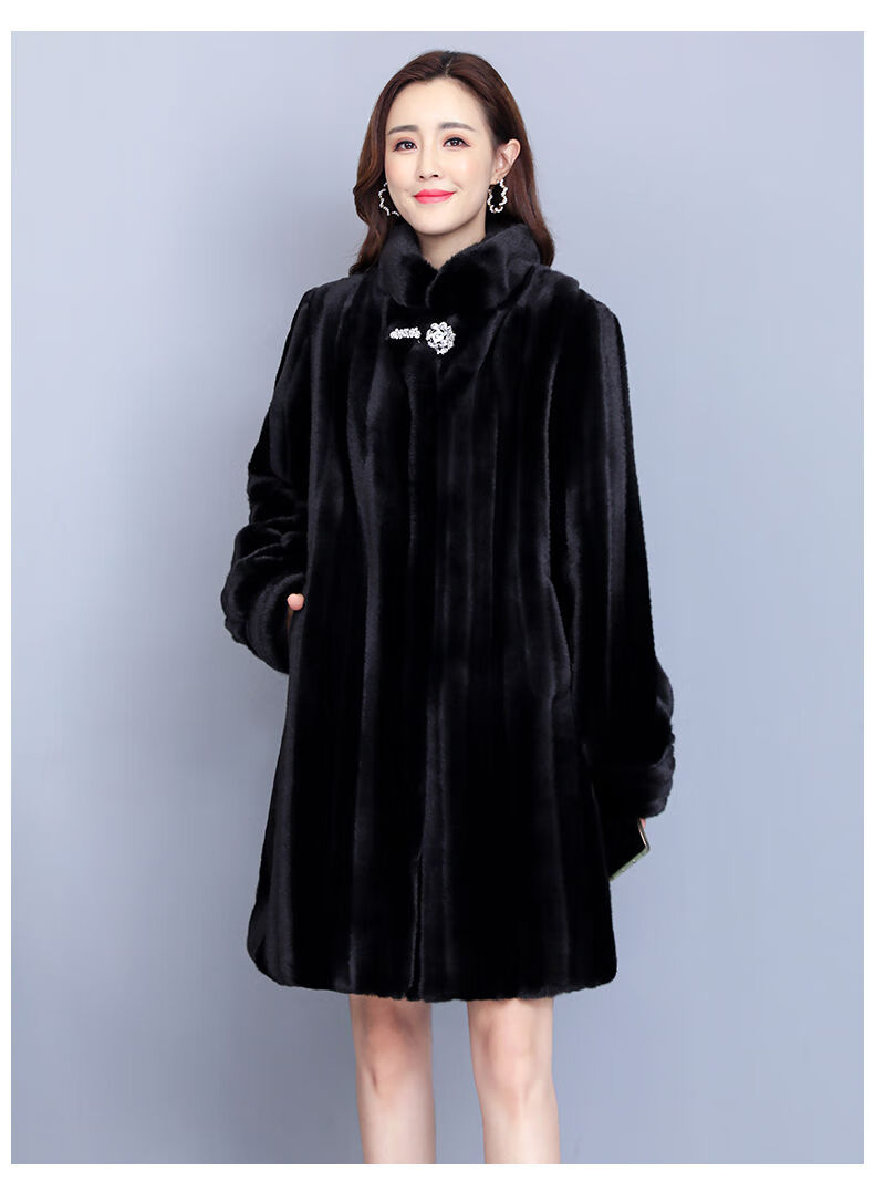 【名品钜惠】高端轻奢海宁貂皮大衣女整貂中长款仿水貂绒外套女中年