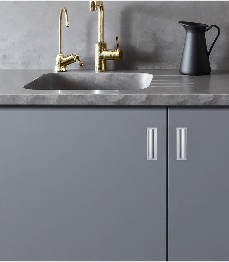 现代简约橱柜门抽屉内置把手推拉移门嵌入式内嵌式滑门隐形暗拉手