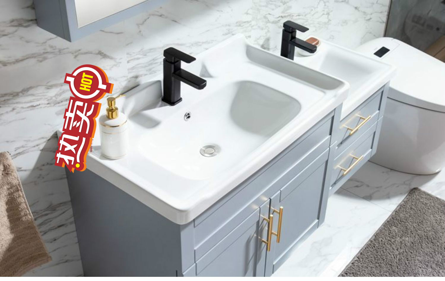 子母盆洗手台轻奢高低双盆子浴室柜儿童洗漱台子母卫浴柜洗脸盆柜母子