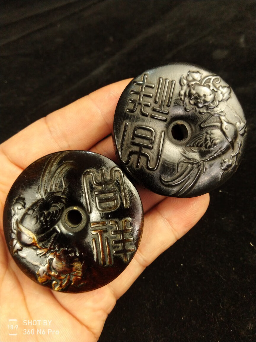 天然黑驴蹄子驴蹄子材质平安扣无事牌 配饰 吊坠车挂民俗文化文玩