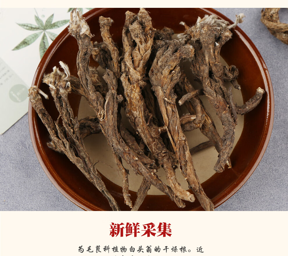 小聪老师 白头翁 又名野丈人 胡王使者 白头公 中药材 白头翁 100克*1