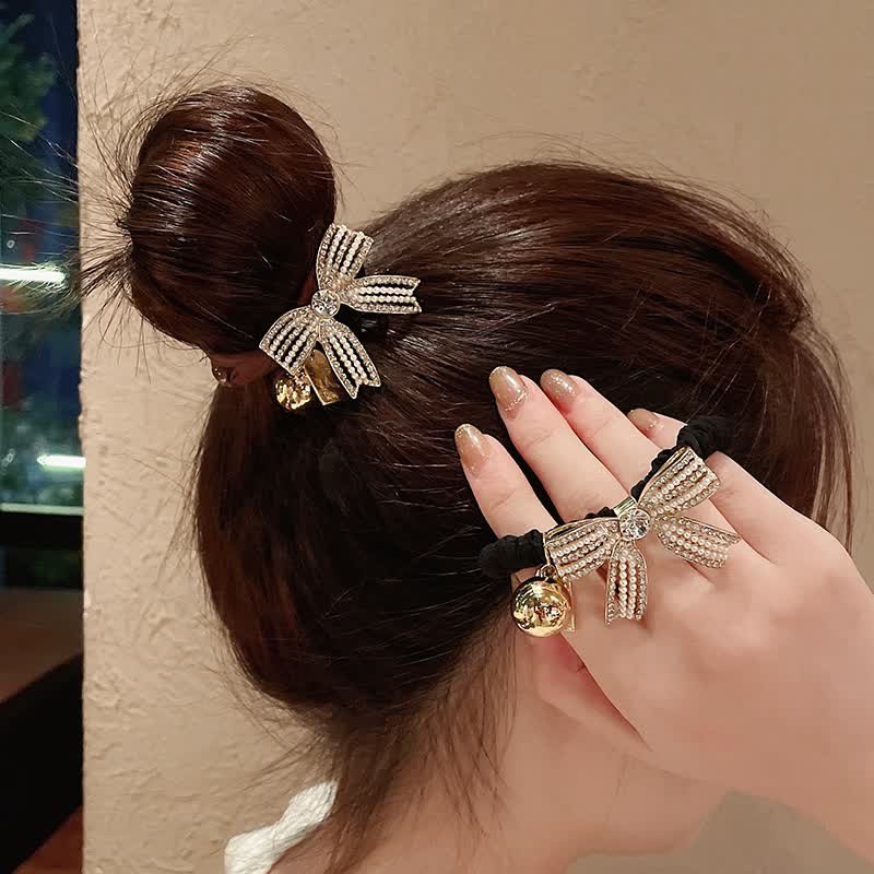 韩版少女感大肠发圈头绳皮筋女头花 圆球满钻发圈咖色(一包5条)【图片