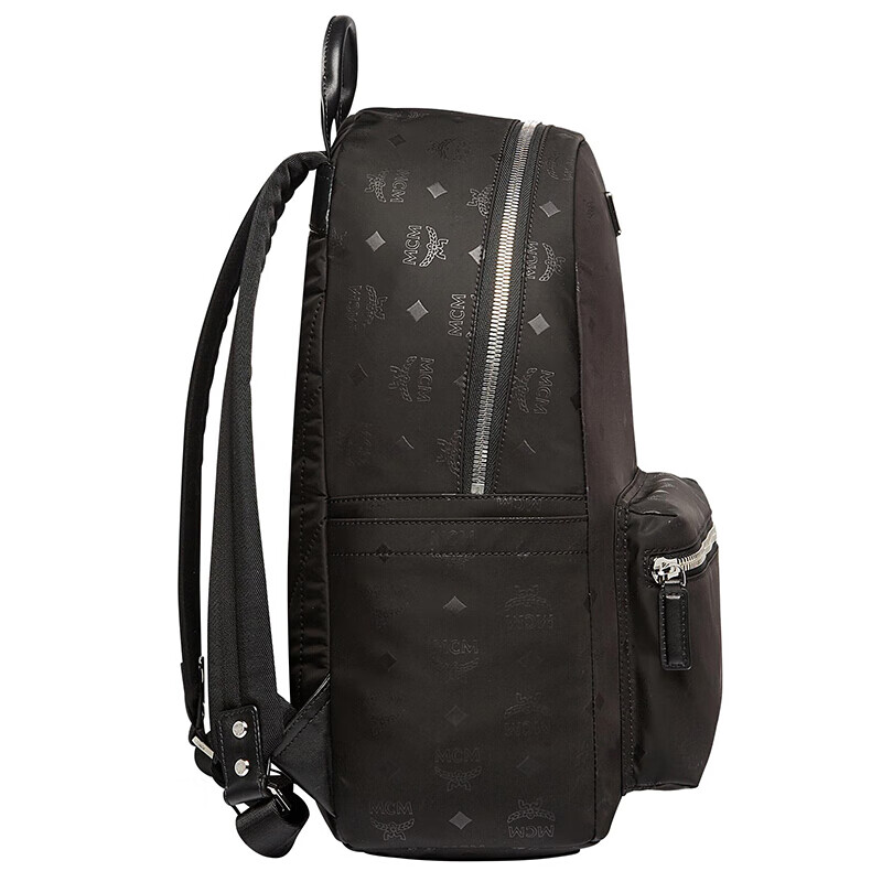 mcm男包印花logo尼龙防水小号双肩背包 黑色muk7adt10 bk01
