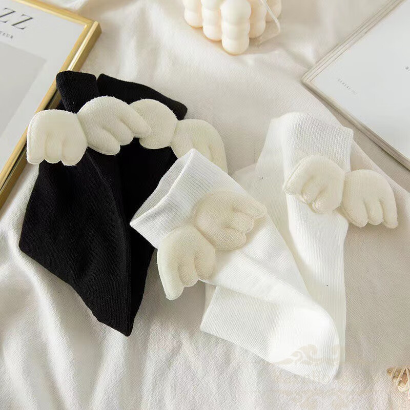 香港mazahongnan蝴蝶结袜子蝴蝶结带小翅膀袜子女情侣夏款甜蝴蝶结