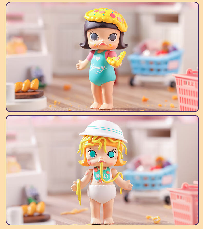 泡泡玛特molly盲盒molly美食派对确认款潮玩公仔 喷射汽水 不支持退换