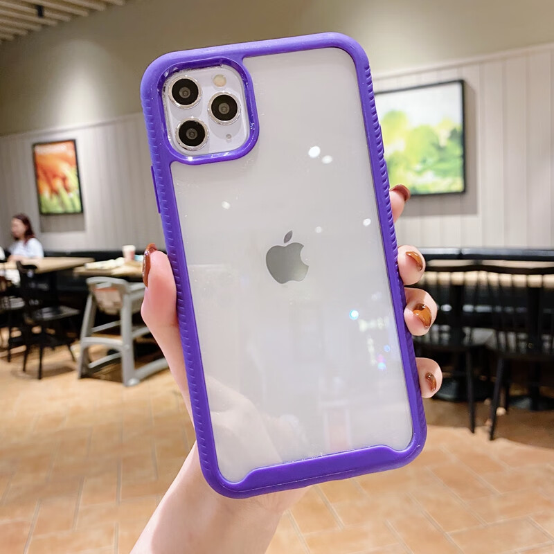 苹果12手机壳加厚边框pro透明iphone12promax防滑撞色全包防摔pormax