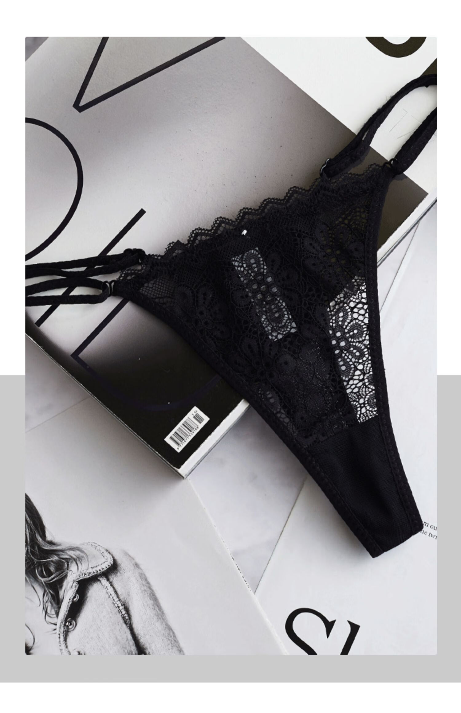 裤女性感火辣一根线蕾丝透明档丁衣裤女t裤无痕薄内裤女 专柜正品黑色