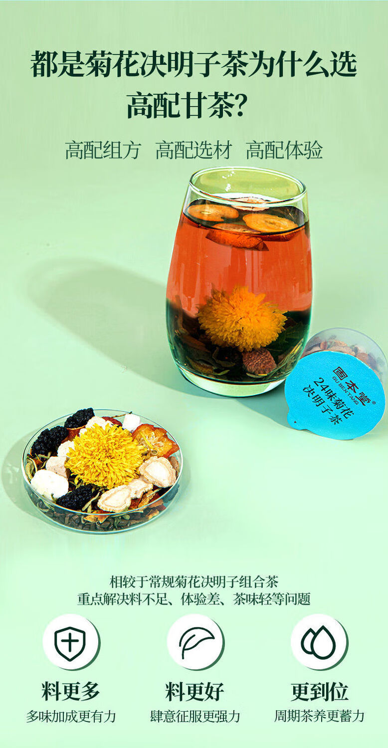 固本堂24味菊花决明子茶500克枸杞茶蒲公英菊苣实物茶养生茶体验装5罐