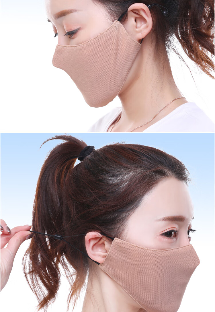 易呼吸防晒隐形口罩眼镜不起雾春夏季女可清洗透气肉色口罩白色清凉纯