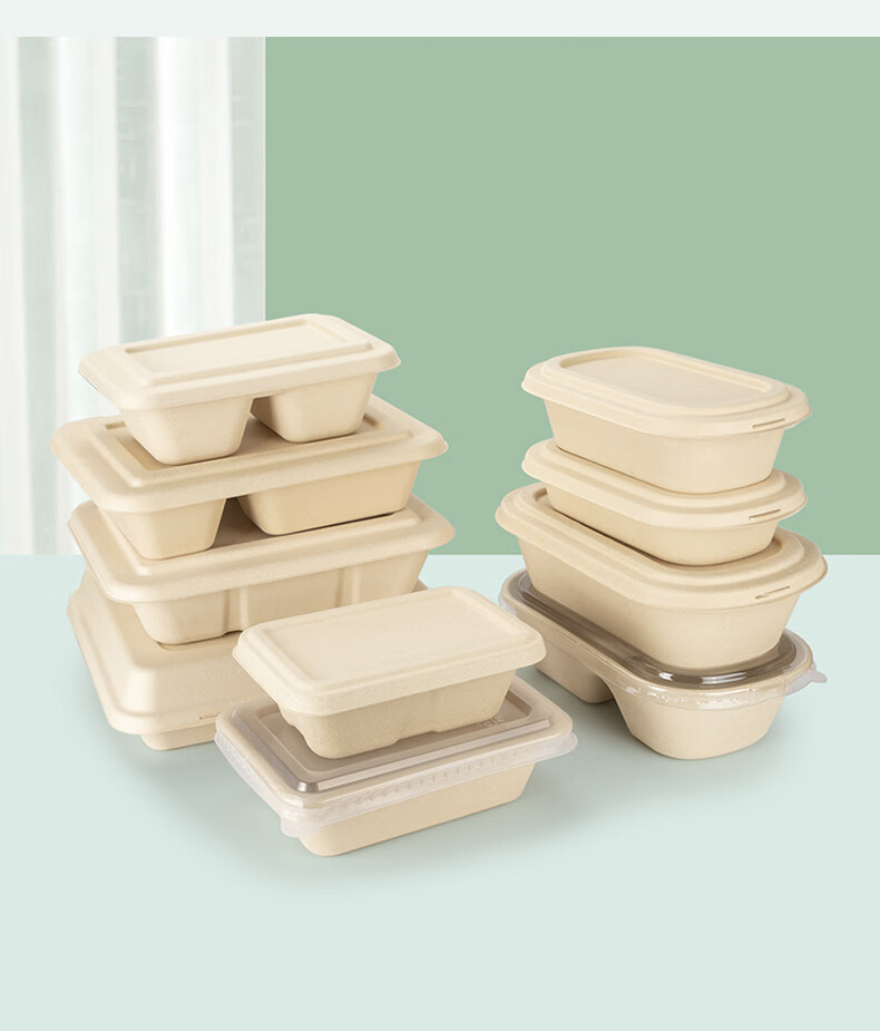 喇叭花 一次性竹桨餐盒环保便当盒实用餐盒饭盒可降解打包盒外卖餐盒