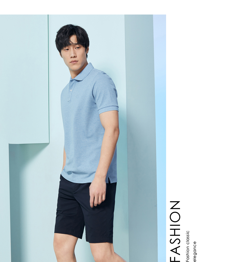 YOUNGOR Men's T-Shirt, Summer Young Men's Business Casual Short-Sleeve T-Shirt, GSPC533011IFA, Light Blue, Size S 7