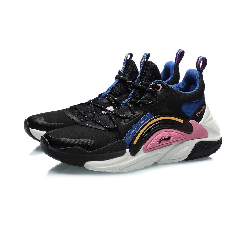 李宁休闲鞋女鞋星火女子高帮潮流休闲鞋2021新品系带减震运动休闲鞋