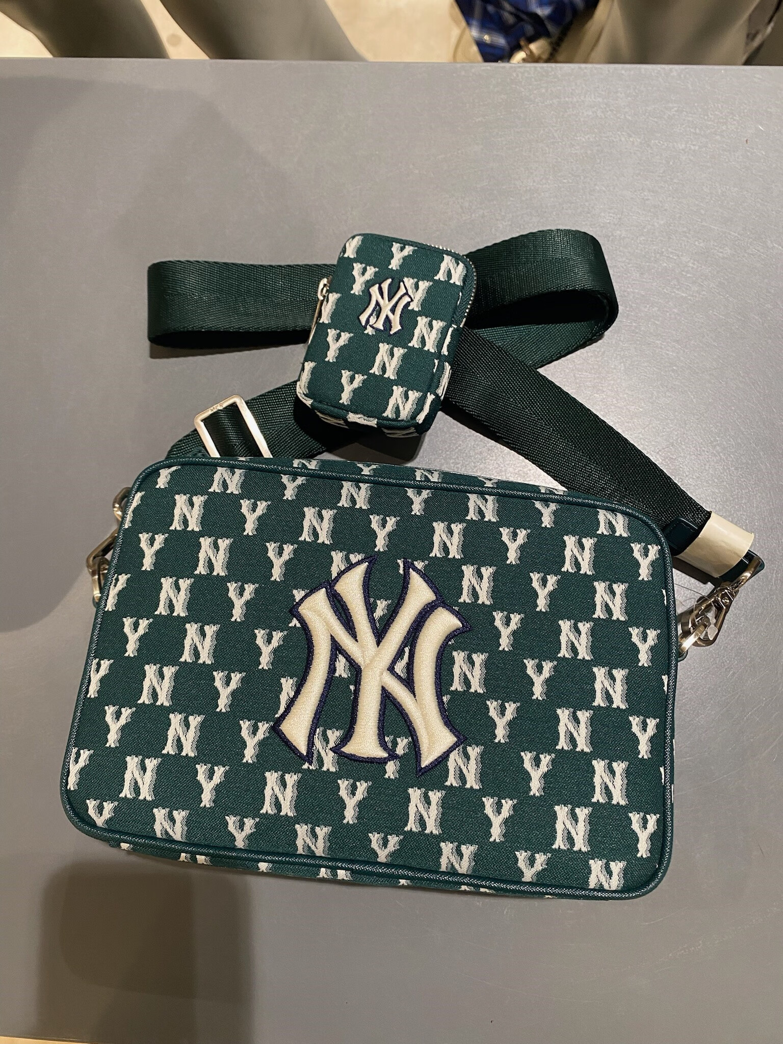 轻奢高端韩国mlb斜挎包ny老花满标单肩包男女同款经典子母包休闲百搭