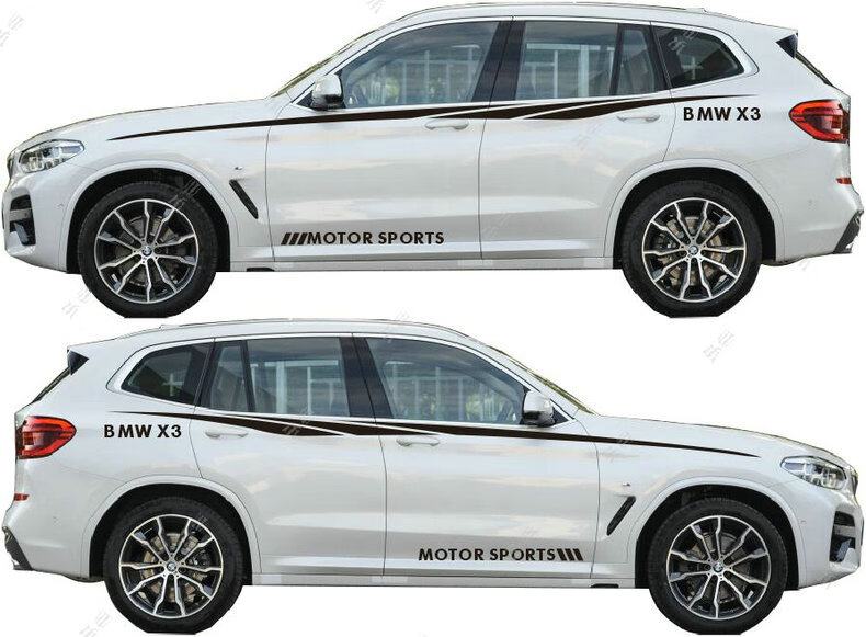 亚承 宝马x3腰线拉花车贴纸三色彩条bmwx1x2x4x5x6x7m8动感车身改装饰