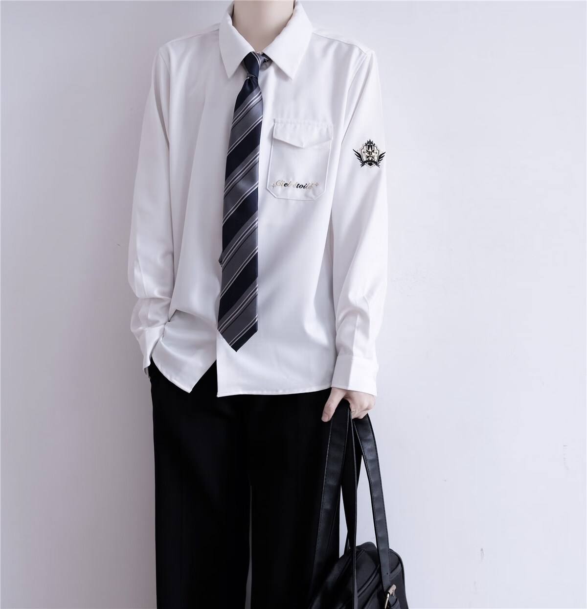 霖速dk制服男jk/dk制服刺金骑士刺绣衬衫英文上衣长袖日系男女款 长袖