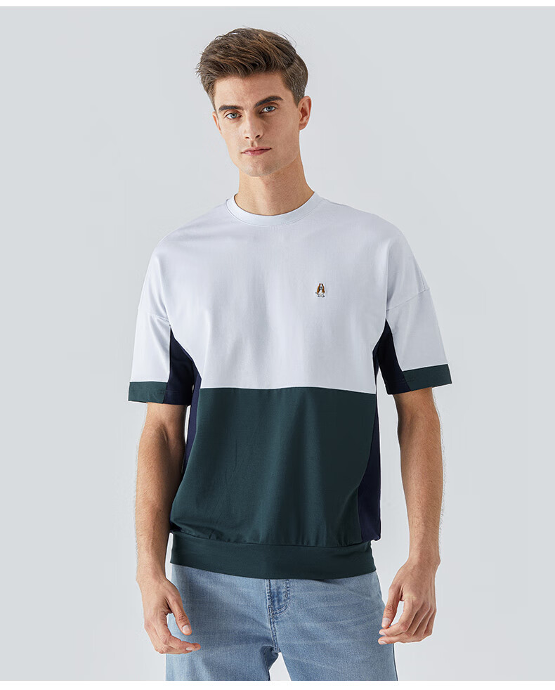 【younger系列】暇步士男装2021新时尚拼接圆领短袖t恤pe-21354d 054