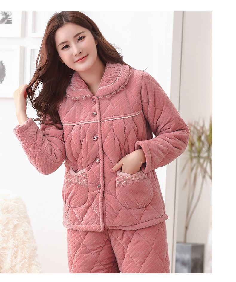 睡衣单件上衣女珊瑚绒夹棉睡衣女冬季加厚上衣单件法兰绒外套外穿妈妈