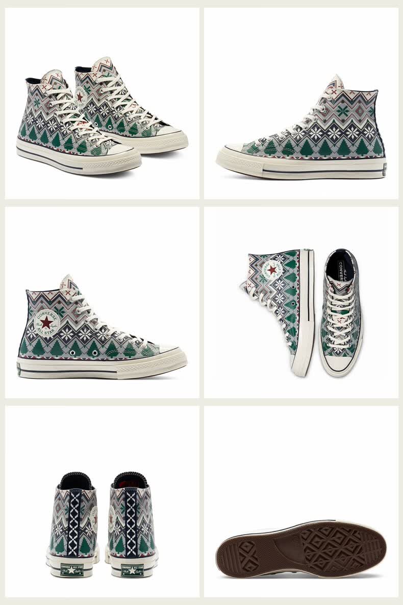 converse匡威1970s黑白雪花圣诞树民族风印花休闲运动帆布鞋169534c