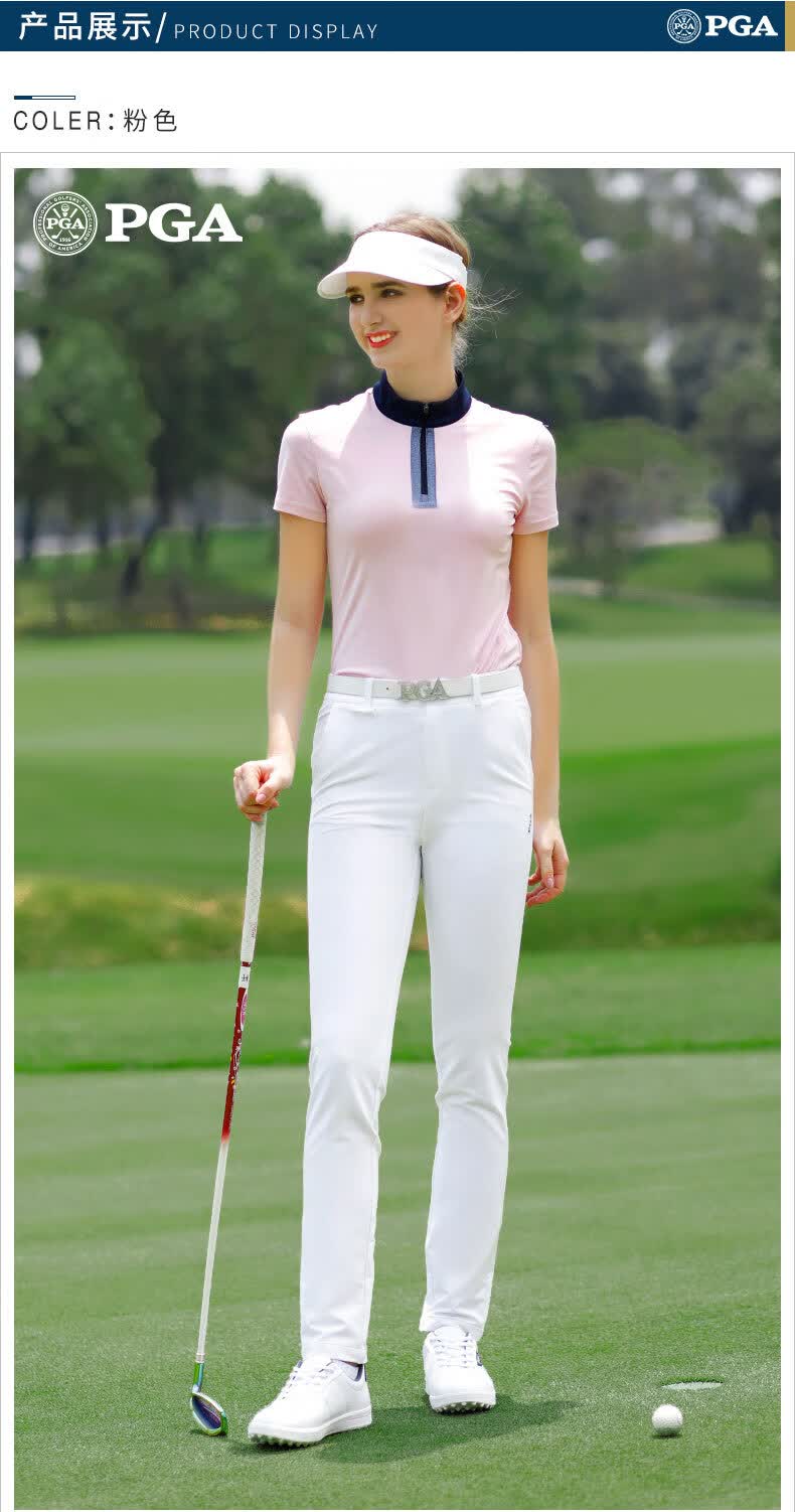 pga高尔夫服装女士短袖t恤夏季运动服装速干面料舒适透气101025白色