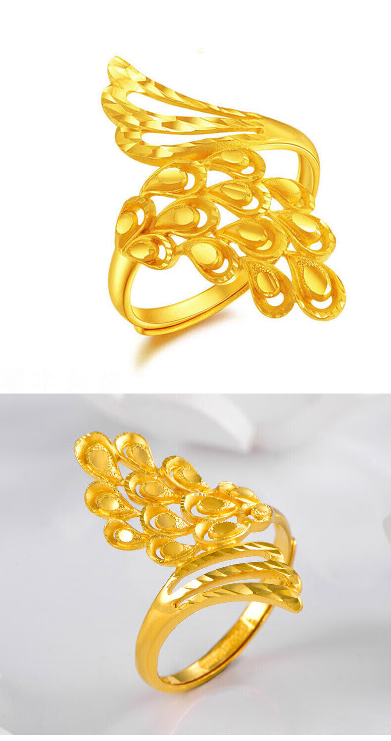 黄金戒指女足金9999凤尾戒指时尚新款戒子活口真金女戒送女友老婆高泰