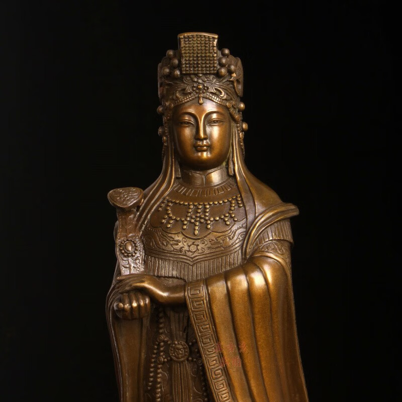 真古意纯铜妈祖神像摆件铜开天后圣母海神妈祖家居供奉工艺品妈祖高