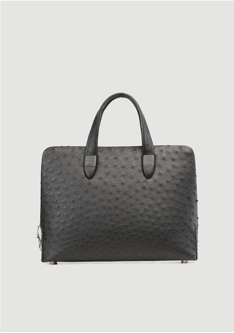 卡梵蒂鸵鸟皮男士公文包商务简约手提包大容量密码锁电脑包奢侈品牌男