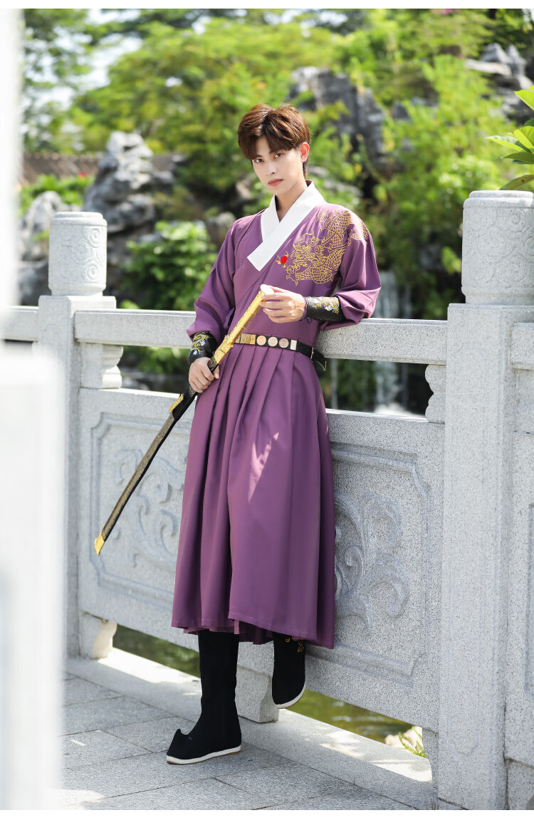 明制飞鱼服 明制古风男装日常汉服男古装交领儒裙飞鱼服剑客圆领袍